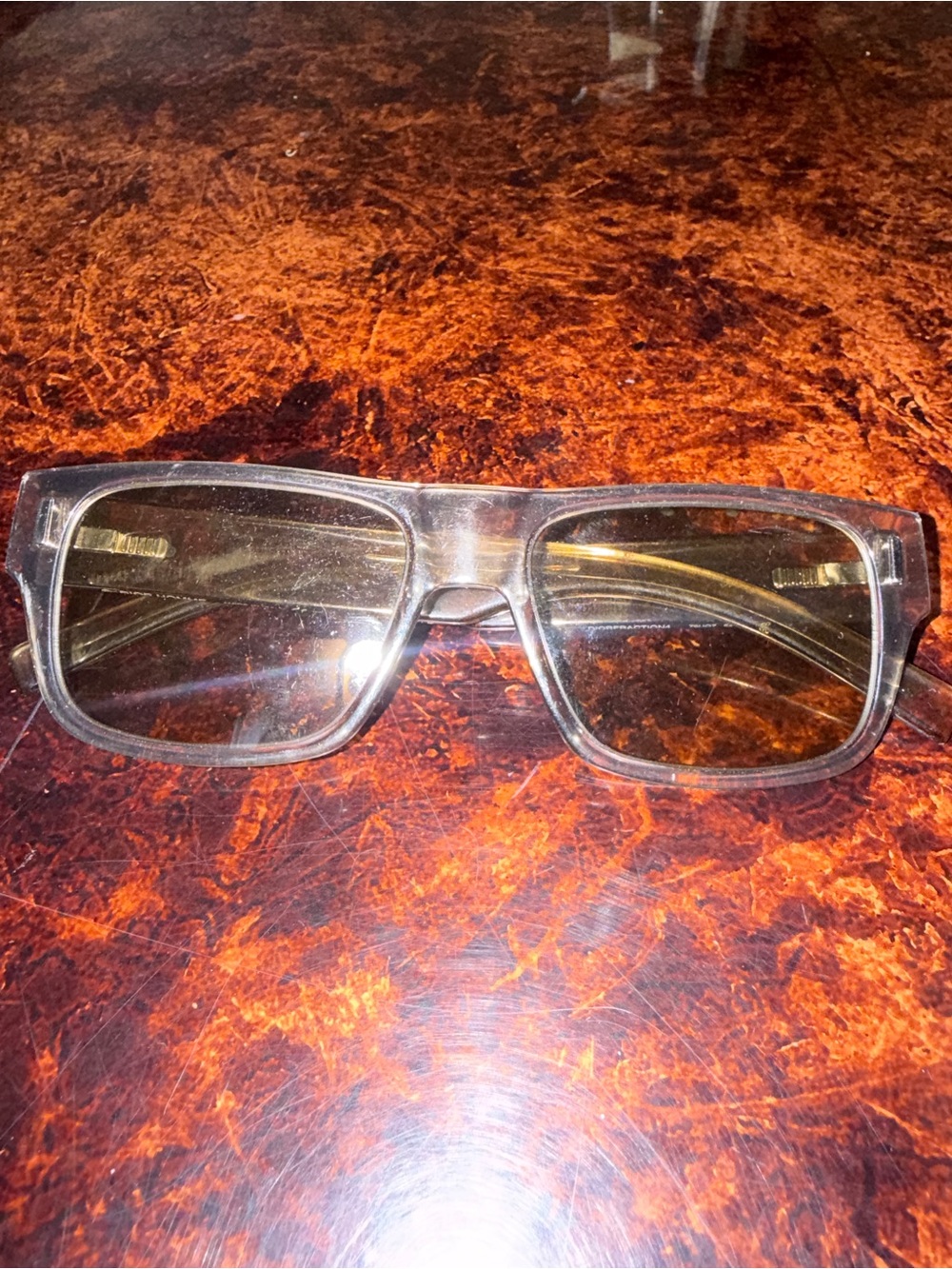Dior Men's Clear Frame Sunglasses with Amber Lenses